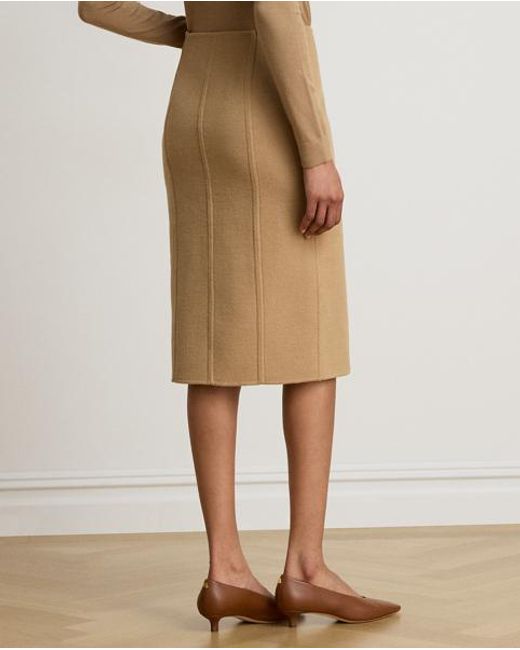 Ralph Lauren Brown Double-Faced Wool-Blend Pencil Skirt