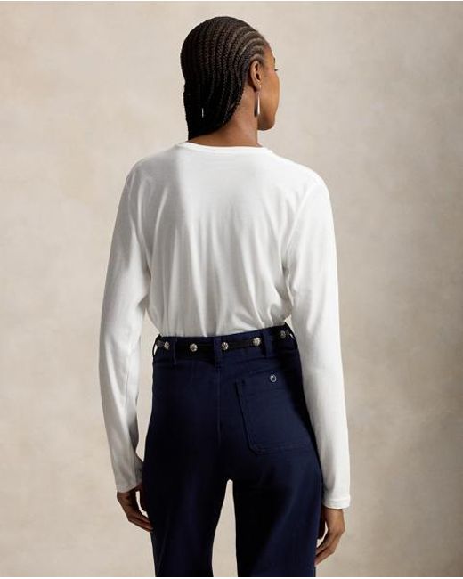 Polo Ralph Lauren White Shrunken Fit Jersey Long-Sleeve Tee
