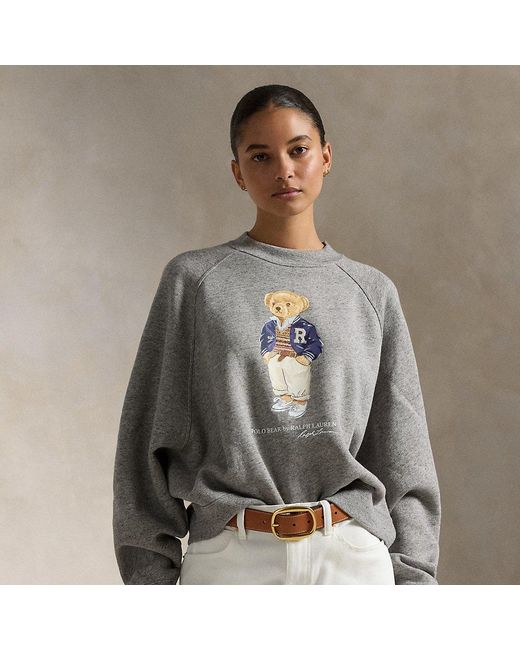 Polo Ralph Lauren Polo Bear Oversize Fleece Crewneck in Grey Lyst UK