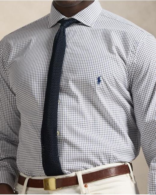 Polo Ralph Lauren Blue Plaid Stretch Poplin Shirt for men