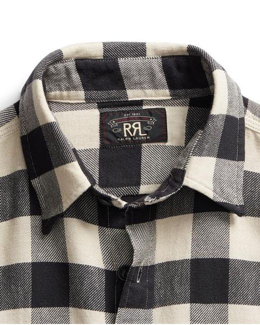 RRL Gray Buffalo Check Twill Workshirt for men
