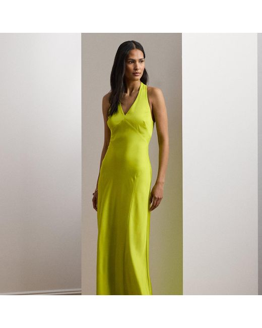 Ralph Lauren Ralph Lauren Featherweight Charmeuse Halter Gown in Green |  Lyst