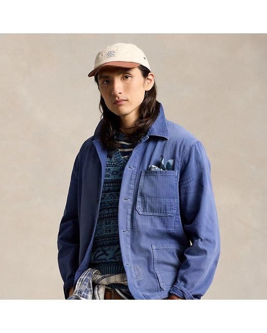 Polo Ralph Lauren Blue Herringbone Utility Jacket for men