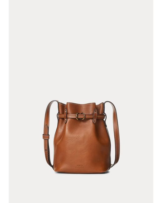 Ralph Lauren Leather Mini Bellport Bucket Bag in Brown | Lyst UK