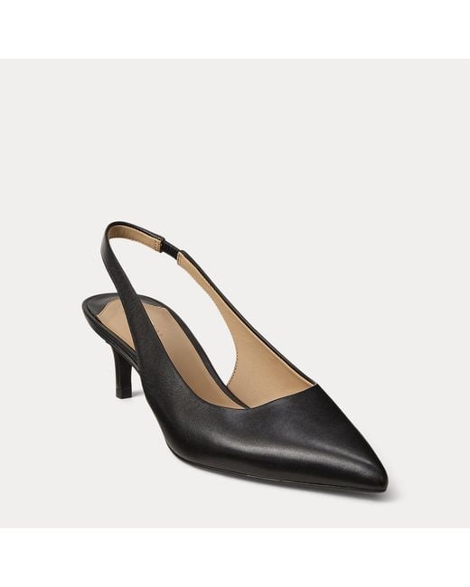 Ralph Lauren Black Lolah Ii Leather Slingback Pump