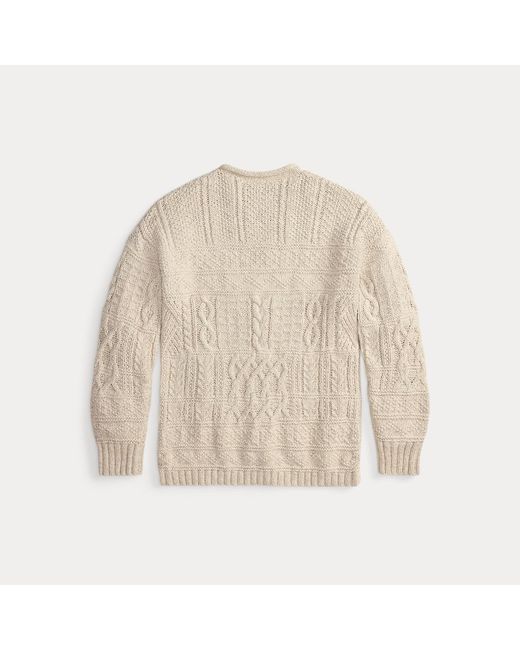 RRL Natural Cable-Knit Roll Neck Jumper for men