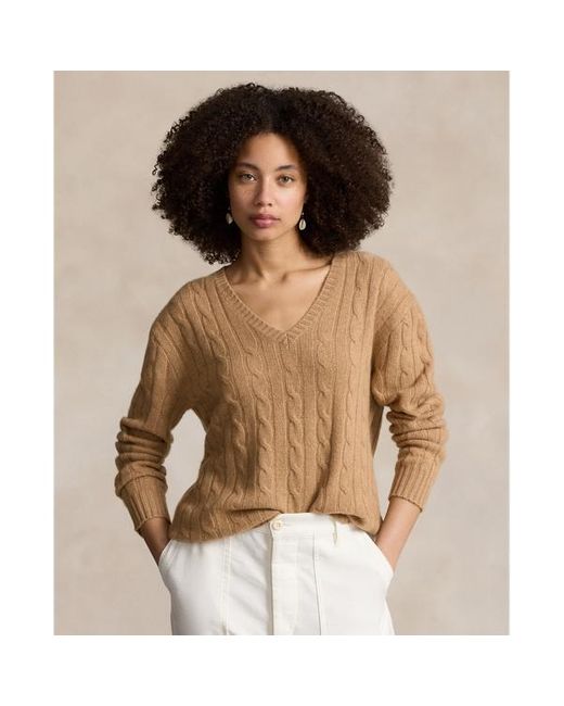 Polo Ralph Lauren Brown Relaxed Fit Cable Cashmere Sweater