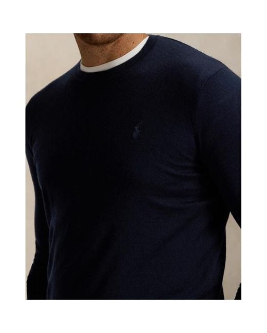 Ralph Lauren Blue Big & Tall - Washable Wool Crewneck Jumper for men