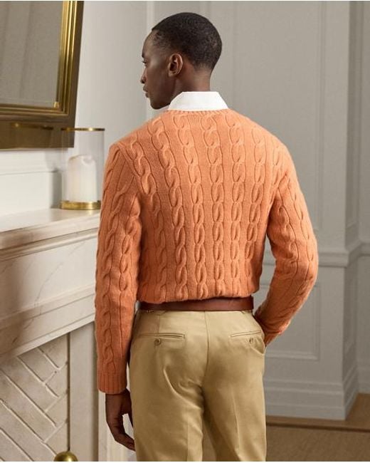 Ralph Lauren Orange Cable-Knit Cashmere Jumper for men