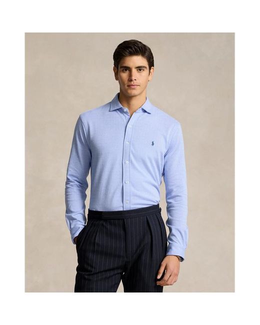 Polo Ralph Lauren Blue Herringbone Jacquard-knit Shirt for men