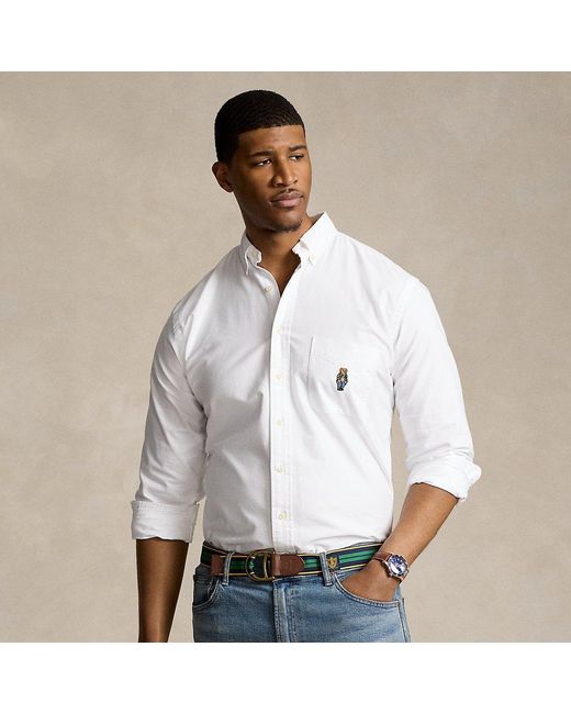 Tallas Grandes - Camisa oxford con Polo Bear Ralph Lauren de hombre de color White