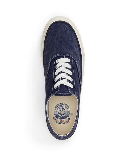 Polo Ralph Lauren Blue Keaton Washed Canvas Trainer for men