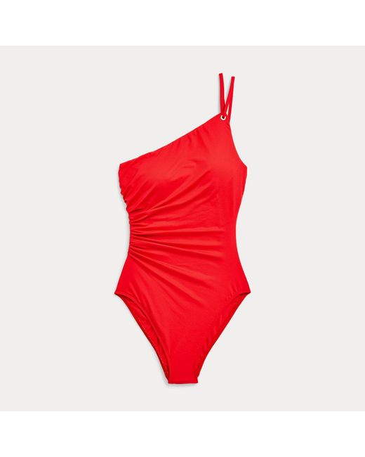 Lauren by Ralph Lauren Red Einschultriger Badeanzug