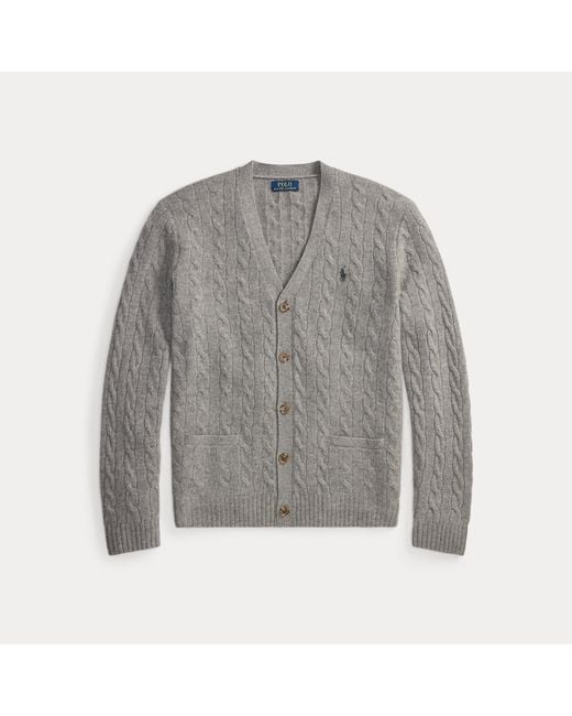 Polo Ralph Lauren Gray Cable-Knit Wool-Cashmere Cardigan for men