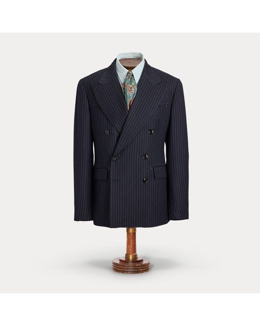 RRL Black Pinstripe Flannel Western Jacket for men