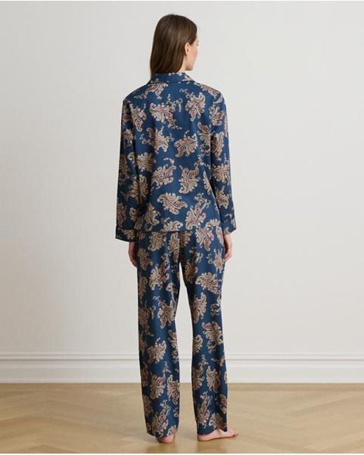 Ralph Lauren Blue Floral & Paisley Sateen Sleep Set