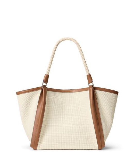 Ralph Lauren Natural Rl 888 Calfskin-Trim Woven Tote