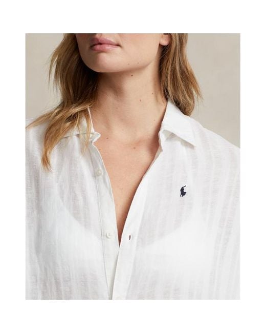 Polo Ralph Lauren White Linen-cotton Shirtdress Cover-up