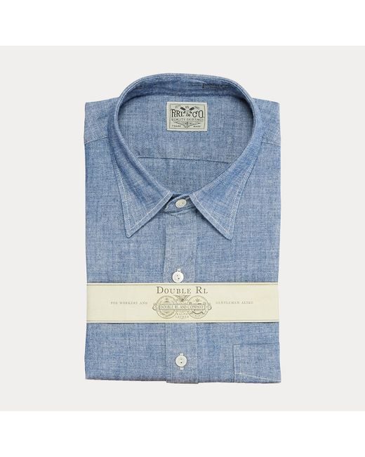 RRL Blue Slim Fit Chambray Shirt for men
