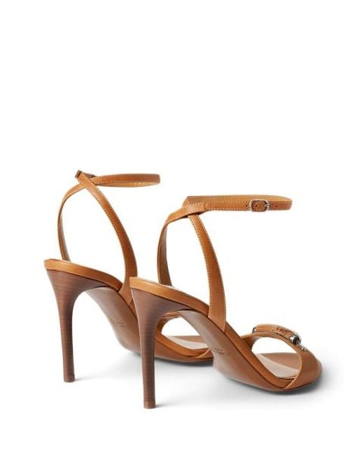 Ralph Lauren Brown Sandalette Presling Aus Kalbsleder