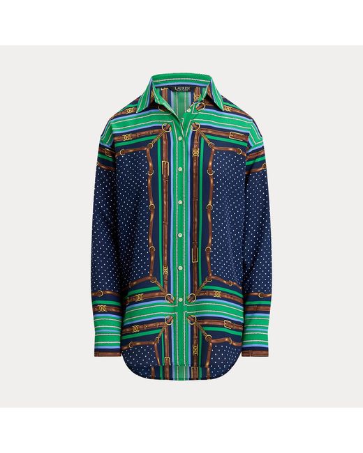 Ralph Lauren Blue Relaxed-Fit Hemd Mit Muster