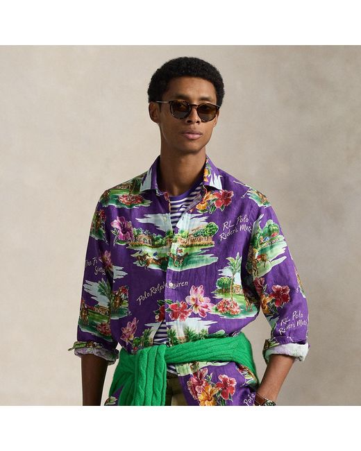 Polo Ralph Lauren Multicolor Classic Fit Tropical-Print Linen Shirt for men