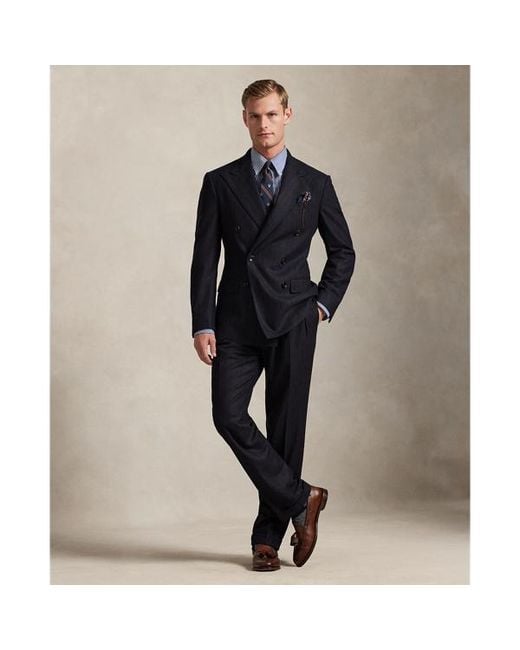 Ralph Lauren Blue Polo Tailored Fit Pinstripe Wool Suit for men