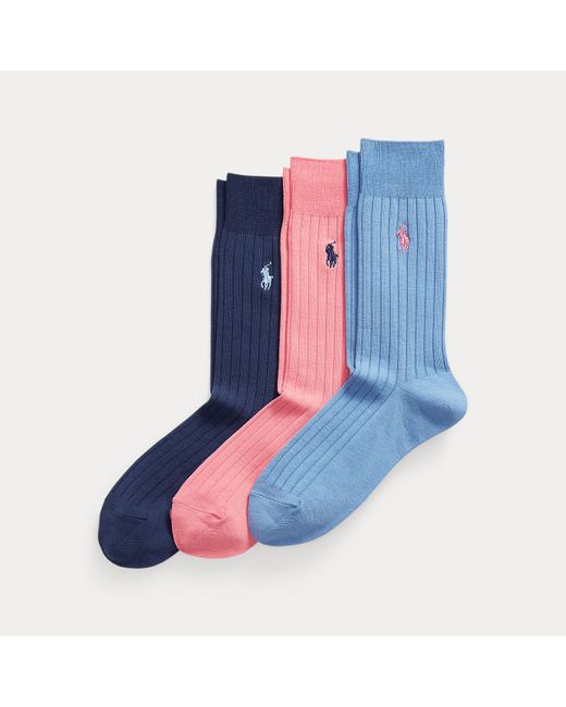 3 Pares De Calcetines Largos De Algodón Polo Ralph Lauren de hombre de color Blue