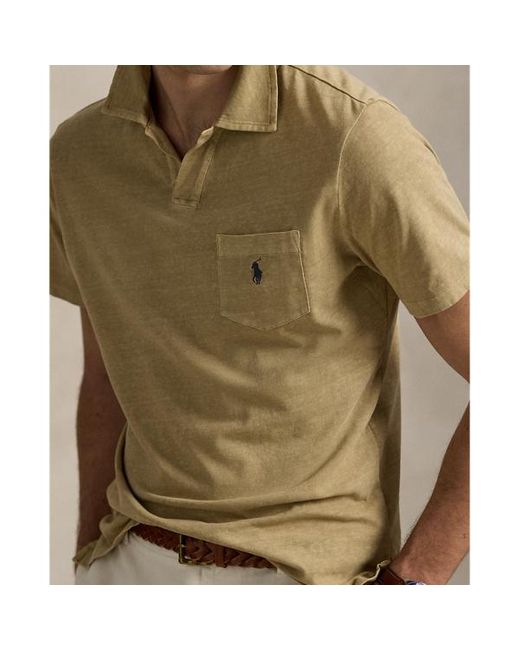 Polo in cotone e lino Standard-Fit di Polo Ralph Lauren in Green da Uomo