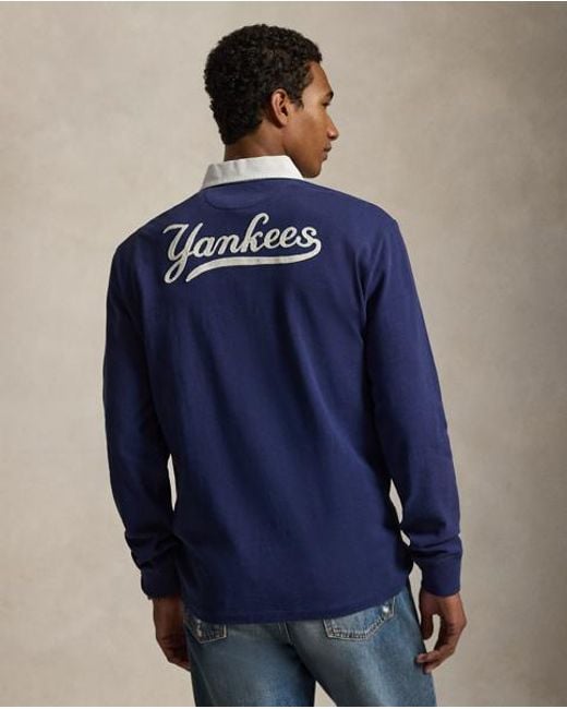 Polo Ralph Lauren Blue Polo Ralph Lauren Lauren Yankees Rugby Shirt for men