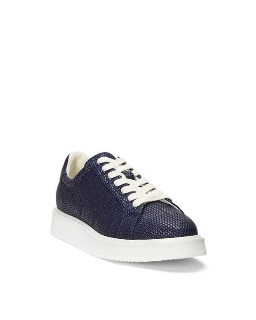 Lauren by Ralph Lauren Blue Angeline Iv Leather-trim Straw Trainer