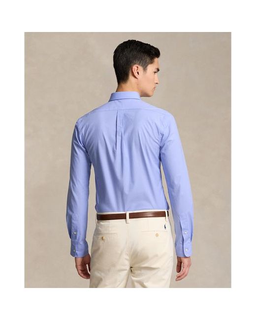 Camicia in popeline stretch Slim-Fit di Polo Ralph Lauren in Blue da Uomo