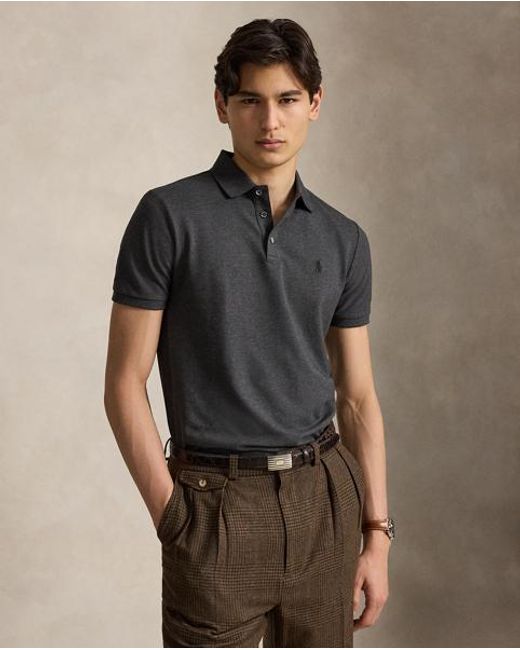 Polo Ralph Lauren Gray Custom Slim Fit Stretch Mesh Polo Shirt for men