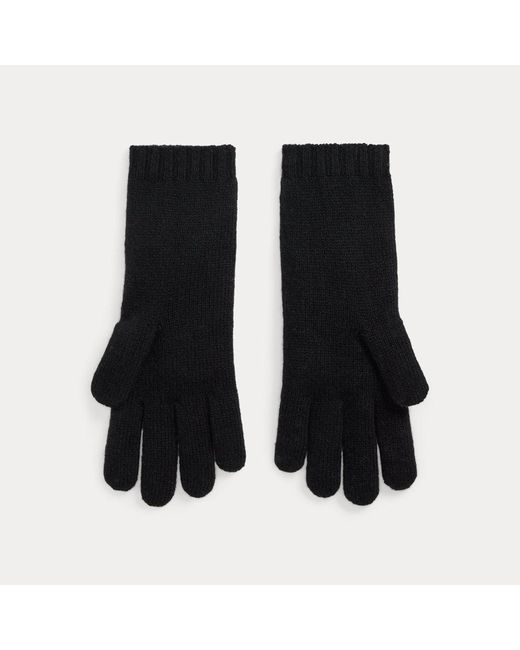 Polo Ralph Lauren Black Cable-knit Wool-cashmere Gloves