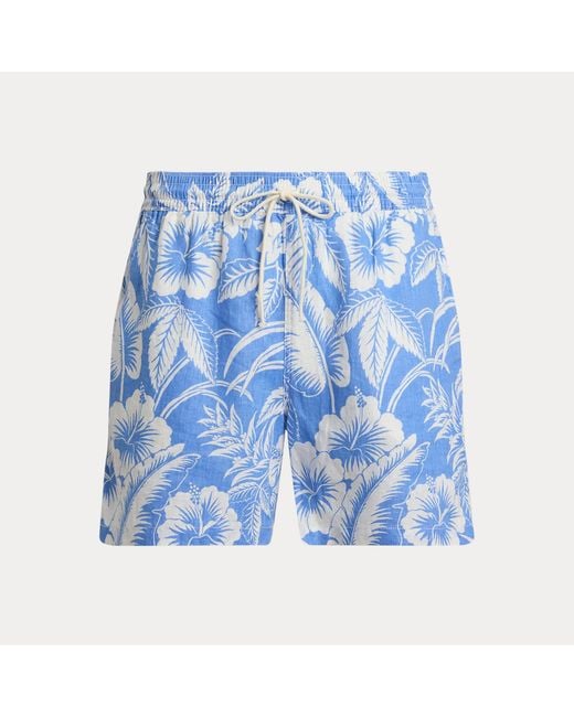 Polo Ralph Lauren Blue 14.5 Cm Traveller Linen Swimming Shorts for men