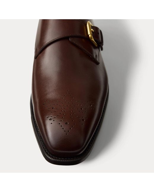 Ralph Lauren Brown Darnell Calfskin Monk-Strap Shoe for men
