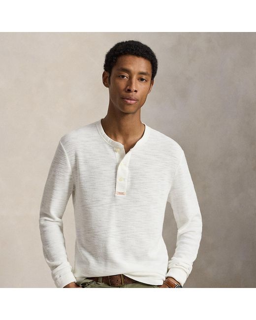 Polo Ralph Lauren White Waffle-Knit Henley Shirt for men