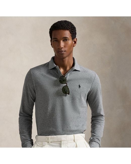 Polo Ralph Lauren Custom-Slim Langarm-Polo in Gray für Herren