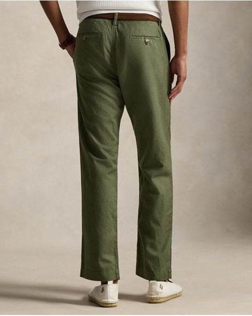 Polo Ralph Lauren Green Bedford Classic Fit Linen-Cotton Trouser for men