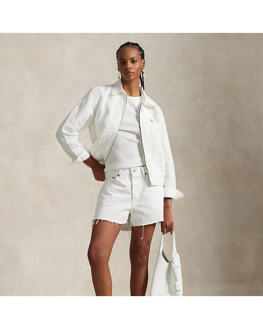 Ralph Lauren White Raw-Hem Denim Short