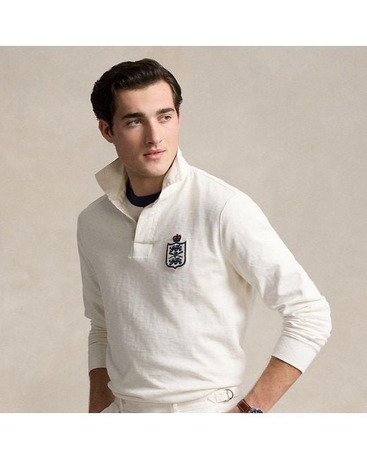 Ralph Lauren Gray Classic Fit Jersey Graphic Rugby Shirt for men