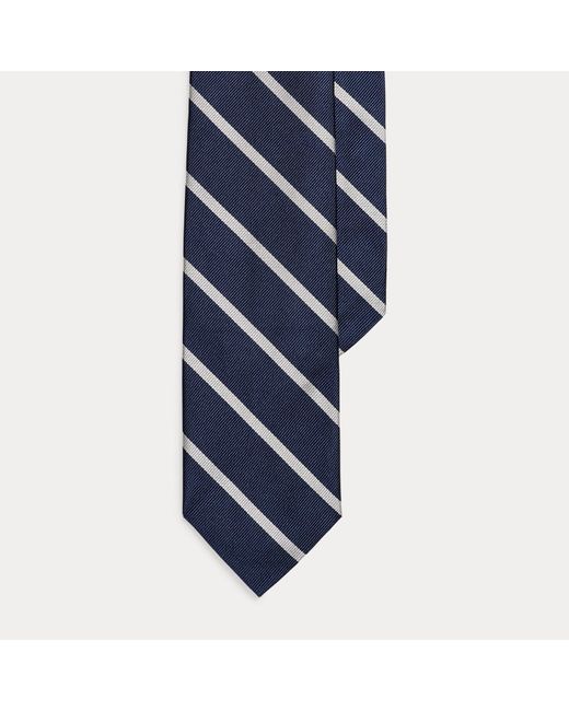 Ralph Lauren Blue Striped Silk Repp Narrow Tie for men
