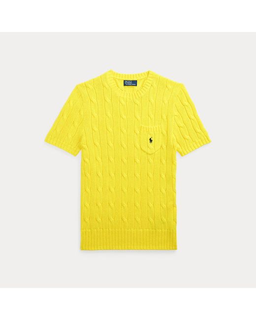 Polo Ralph Lauren Yellow Kurzarmpullover Mit Zopfmuster