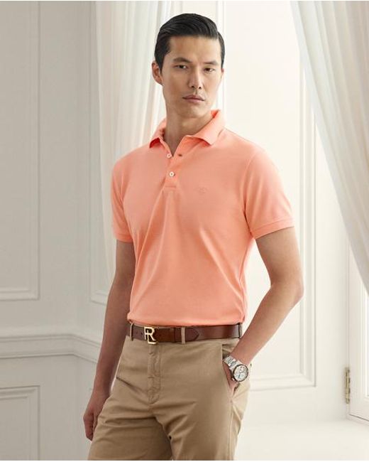 Ralph Lauren Orange Custom Slim Fit Piqué Polo Shirt