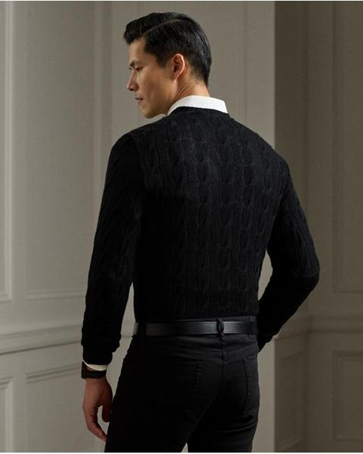 Ralph Lauren Black Cable-Knit Cashmere Sweater for men