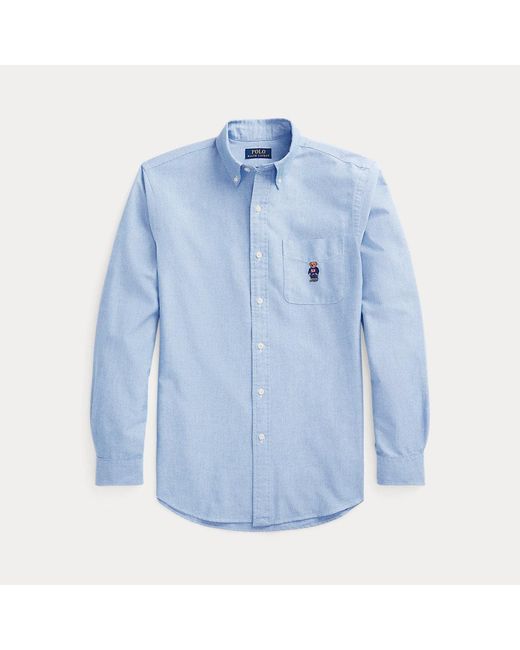 Camisa oxford Custom Fit con Polo Bear Polo Ralph Lauren de hombre de color Blue