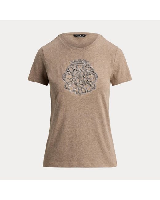 Camiseta De Algodón Con Escudo Ralph Lauren de color Natural