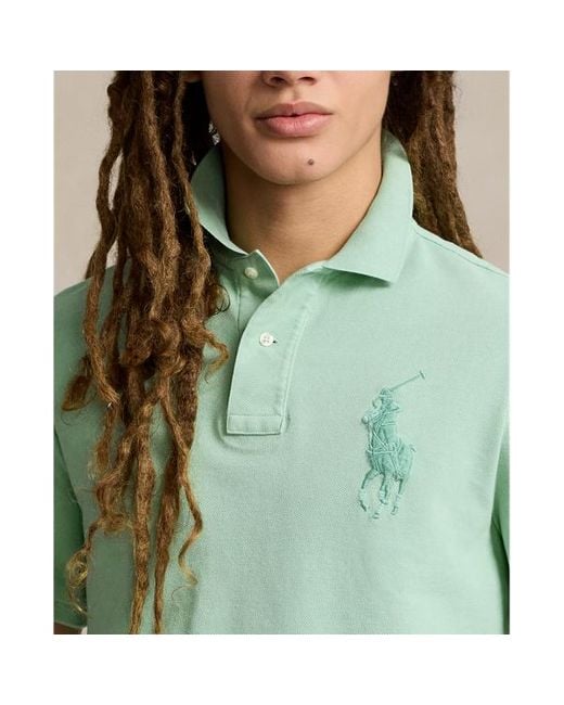 Polo Ralph Lauren Green Classic Fit Big Pony Mesh Polo Shirt for men