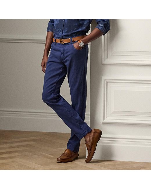 Ralph Lauren Purple Label Blue Ralph Lauren Slim Fit Stretch Linen-cotton Jean for men