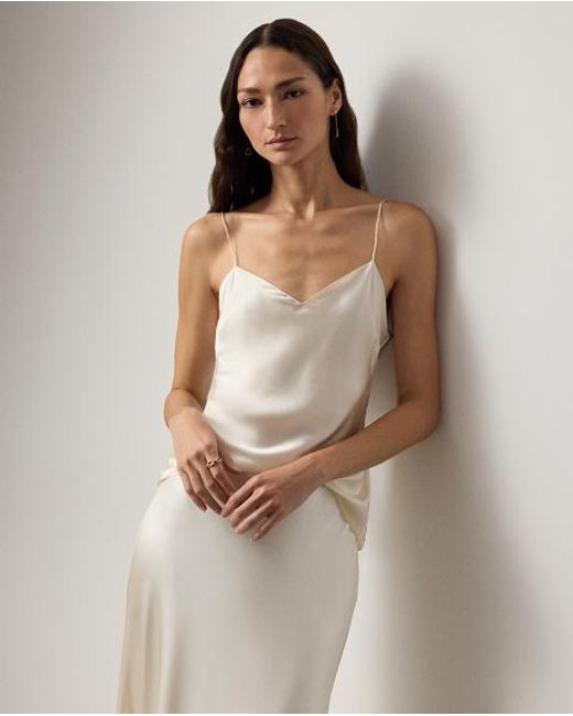 Ralph Lauren Brown Annelia Washed Silk Charmeuse Camisole
